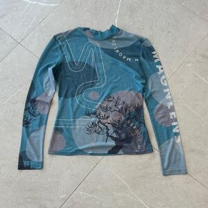 Muliticolor Long Sleeve Mesh Top